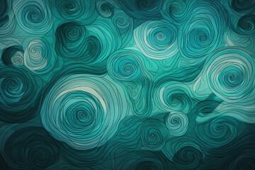 Fototapeta na wymiar Fond d'écran avec illustration de spirales turquoises » IA générative