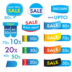 Set of blue discount labels