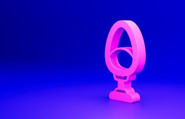 Pink Armchair icon isolated on blue background. Minimalism concept. 3D render illustration