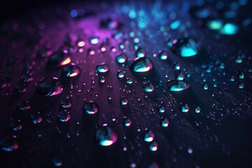Fond d'écran de gouttes d'eau dans une ambiance bleue violette » IA générative