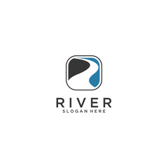 simple river logo template vector in white background