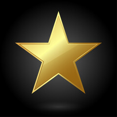 Golden star on a black background. Star symbol