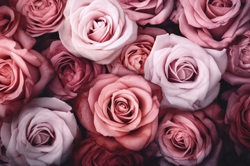 Vue de haut d'un bouquet de roses » IA générative