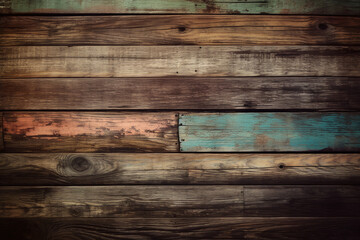 Naklejka premium Fond d'écran d'un vieux parquet en bois décoloré » IA générative