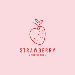 Fresh Strawberry Fruit Logo Template