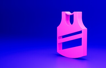 Pink Undershirt icon isolated on blue background. Minimalism concept. 3D render illustration