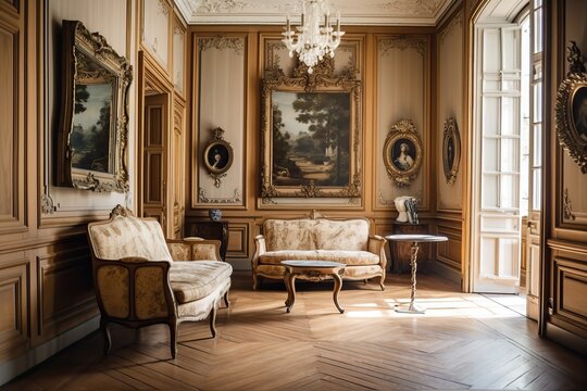 Stately home luxurious interior with a vintage look, generative ai