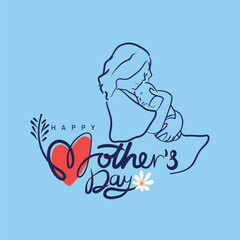 Mother's day greeting card.Social media banner. Vector banner and flying pink paper hearts. Symbols of love on isolated white background