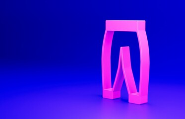 Pink Pants icon isolated on blue background. Trousers sign. Minimalism concept. 3D render illustration