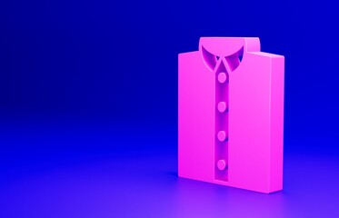 Pink Shirt icon isolated on blue background. T-shirt. Minimalism concept. 3D render illustration