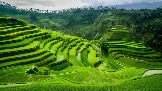 Jatiluwih Rice Terraces, Bali, Indonesia, Generative AI