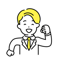 かわいい人物のイラストシリーズ _ 男性のオフィスワーカー _ 歩く　