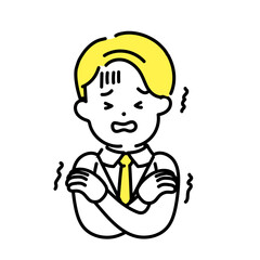 かわいい人物のイラストシリーズ _ 男性のオフィスワーカー _ 寒い　