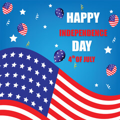 Poster 4th of july usa independence day, american flag background. Banner fourth of july, USA national holiday