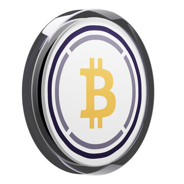Wrapped Bitcoin ,WBTC Glass Crypto Coin 3D Illustration