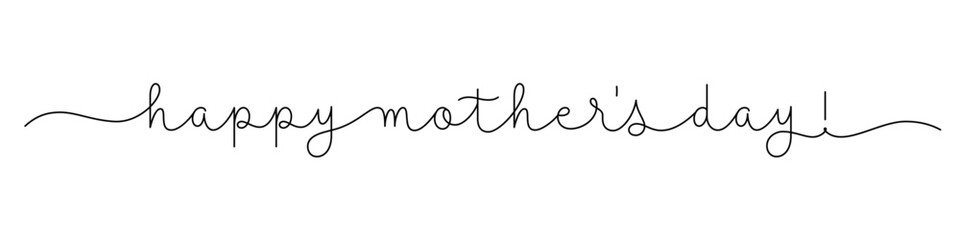 HAPPY MOTHER'S DAY black vector monoline calligraphy banner with swashes