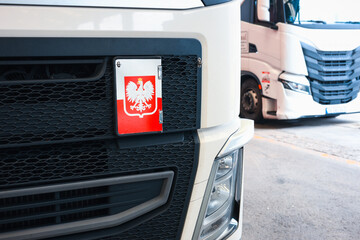 A truck designed to transport goods with the Symbol of Poland. Concept, Polish transport companies,...