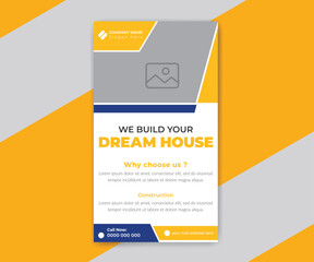 Construction social media story banner poster layout design template