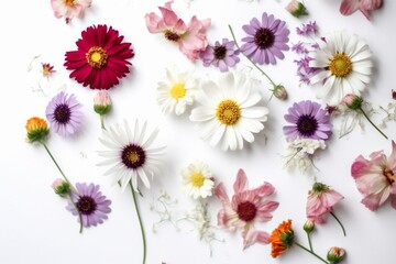 Fototapeta premium white spring summer background nature natural isolated floral flower mockup leaf. Generative AI. Generative AI