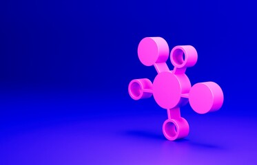 Pink Mind map infographic icon isolated on blue background. Minimalism concept. 3D render illustration