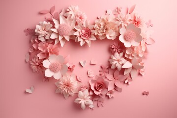 Naklejka premium heart love day card rose pink spring valentine wedding flower background. Generative AI. Generative AI