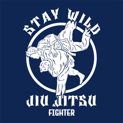 Fighting logo. Jiu jitsu, Judo sport emblem logo vector. suitable for t shirt or merchendise product