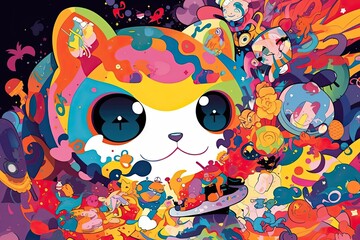 Cute cat, anime character