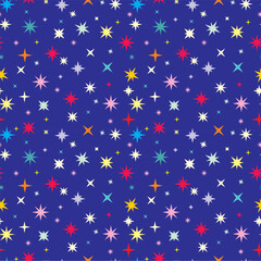 
Vector seamless galaxy blue pattern with colorful constellations and stars. Beautiful space background.