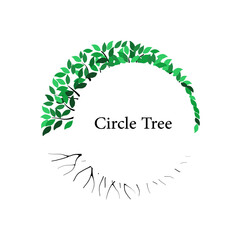 rooted tree logo design. banyan tree with circular shape