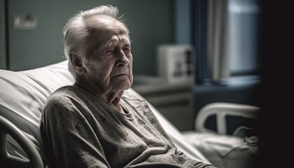 Old man in hospital, generative ai