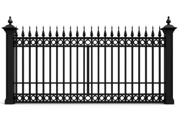 Original unique design black fence isolated on white background