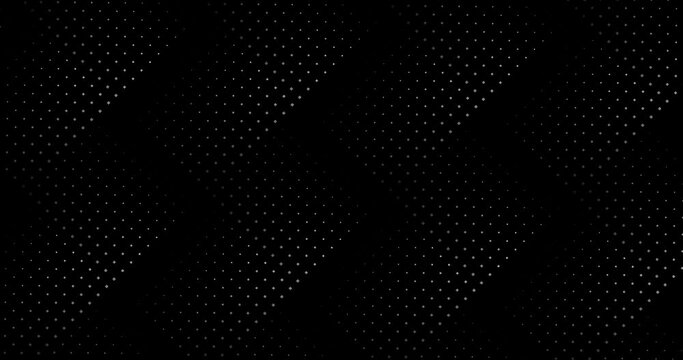 Abstract dynamic with white dots rhombus on transparent background (alpha channel). Motion modern animation. Modern banner template. Halftone style. Texture of dots pattern. Dotted animated gradient 
