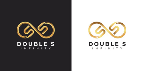 Letter S Infinity Logo design and Gold Elegant Luxury symbol for Business Company Branding and Corporate Identity