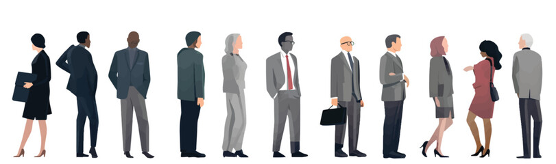 A Group of Business People Male and Female in Many Age on Flat Style Minimal Illustration Set of Vector 
