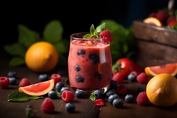 High-quality image of refreshing summer drink smoothie. Generative Ai.