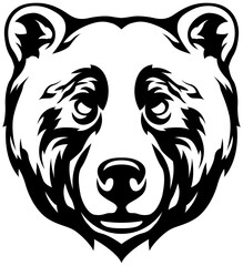 Head of bear. Abstract character illustration. Graphic logo design template for emblem. Image of portrait.