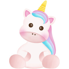 Fototapeta premium Illustration of a cute unicorn. kawaii unicorn character collection.