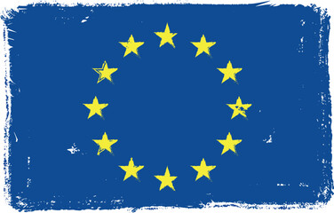 EU Europe Union flag grunge watercolor brush vector