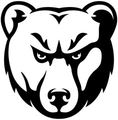 Head of bear. Abstract character illustration. Graphic logo design template for emblem. Image of portrait.