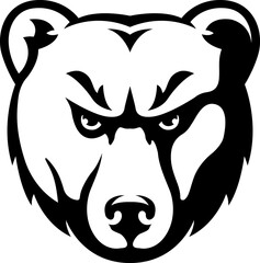 Head of bear. Abstract character illustration. Graphic logo design template for emblem. Image of portrait.