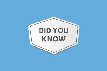 Did you Know text Button. Did you Know Sign Icon Label Sticker Web Buttons