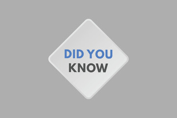 Did you Know text Button. Did you Know Sign Icon Label Sticker Web Buttons