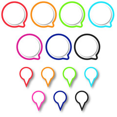 Set of colorful paper speech bubbles icons set