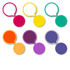 Set of colorful paper speech bubbles icons set