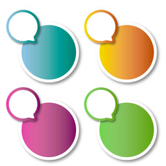 Set of colorful paper speech bubbles icons set
