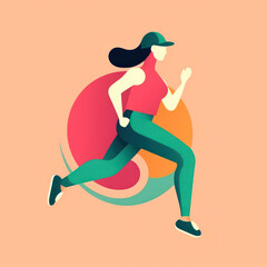 Fototapeta na wymiar running woman colorful logo sport icon generative ai