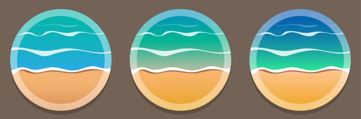Marine background set. Round summer illustration. Vector clipart.