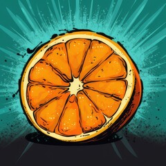 sliced orange, comic style, generative ai
