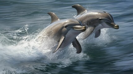 Leap of Joy: Dolphin Jumping out of the Water with Delight by Generative AI