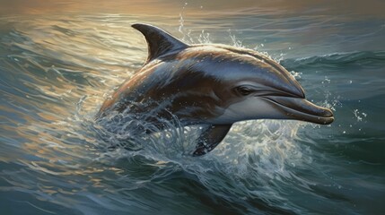 Naklejka premium Graceful Swimmer: Dolphin Displaying its Agility and Athleticism by Generative AI